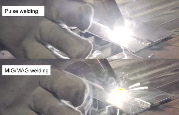 Comparison chart of pulse welding vs standard MIGMAG welding